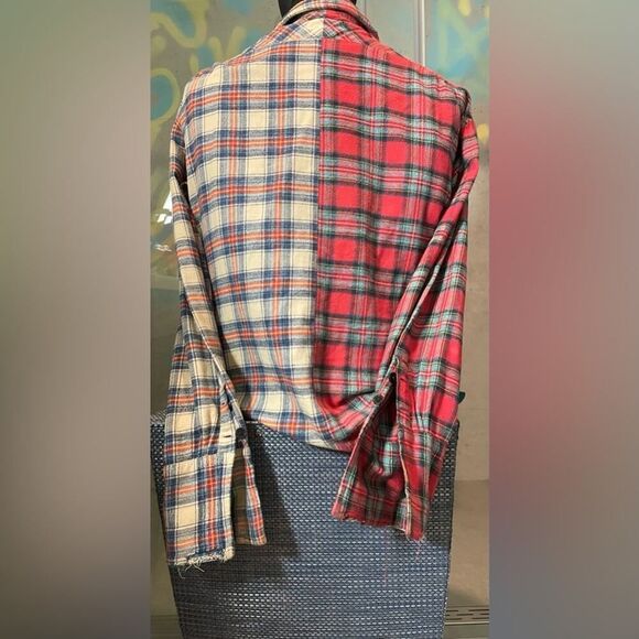 Greg Lauren Flannel - Collared Dress Shirt - Red Cream - L - Button Down Shirt - Picture 3 of 12